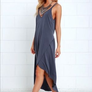 MOOD AND MELODY WASHED BLUE HIGH-LOW DRESS